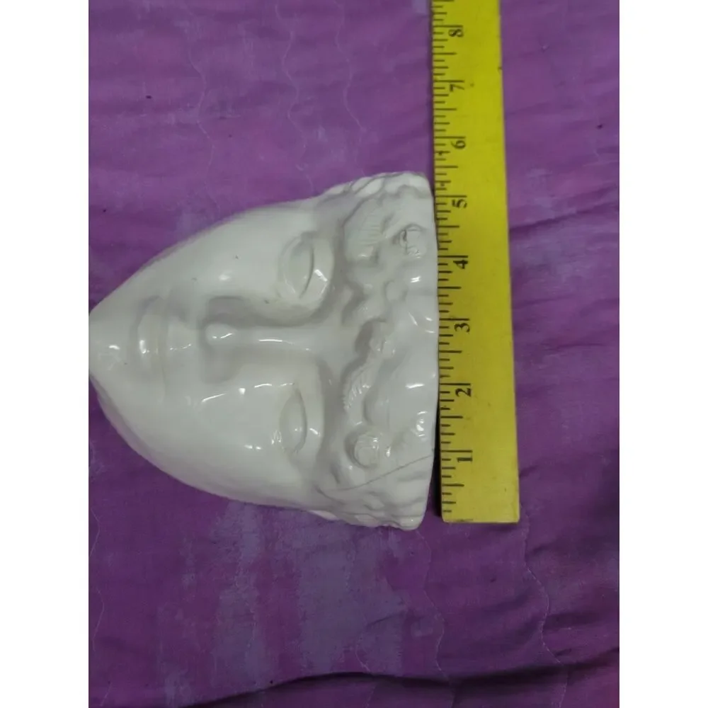 Vintage White Cream Wall Pocket Victorian Face Medusa? Signed Numbered